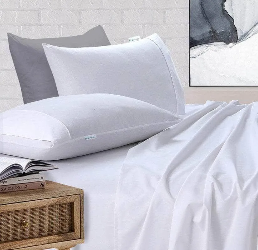 100% Egyptian Cotton Vintage Washed 500Tc White Single Bed Sheets Set