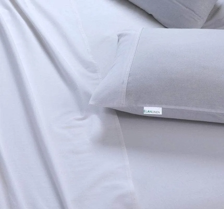 100% Egyptian Cotton Vintage Washed 500Tc White Single Bed Sheets Set