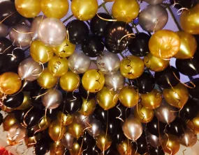 100 Gold,Silver and black balloons FOR CEILING