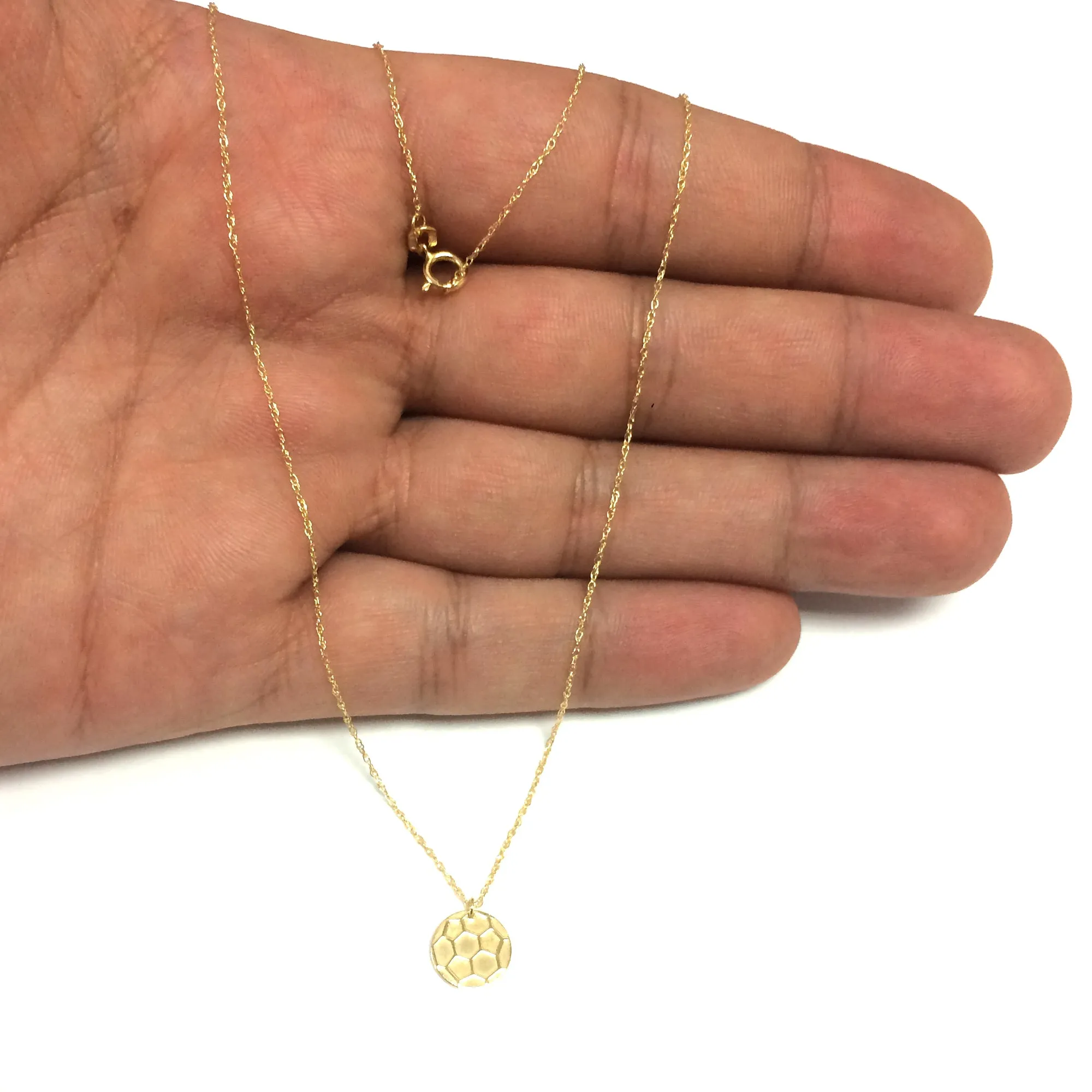 14K Yellow Gold Mini Soccer Ball Pendant Necklace, 16" To 18" Adjustable