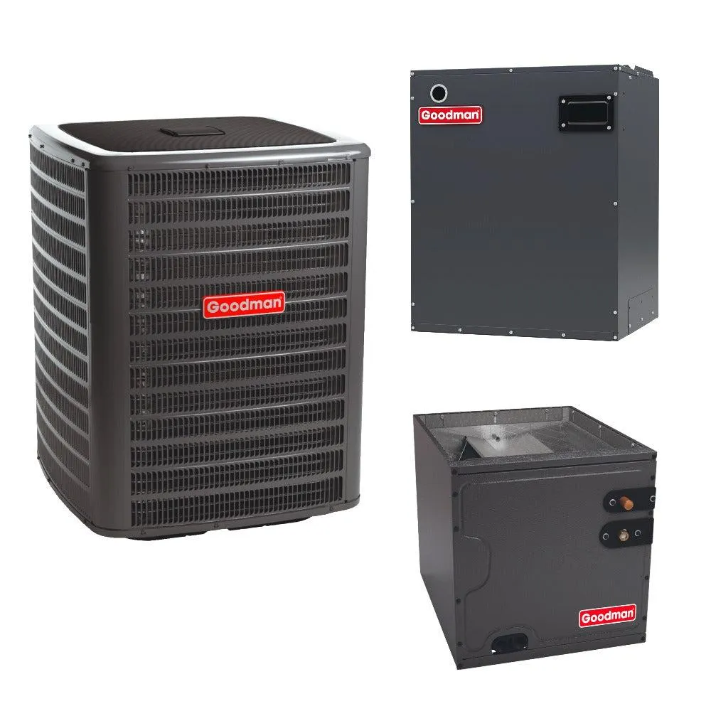 1.5 Ton 14.5 SEER2 Goodman Upflow/Downflow Air Conditioner System with Models GLXS4BA1810, CAPTA1818B3, MBVB12BP1X00