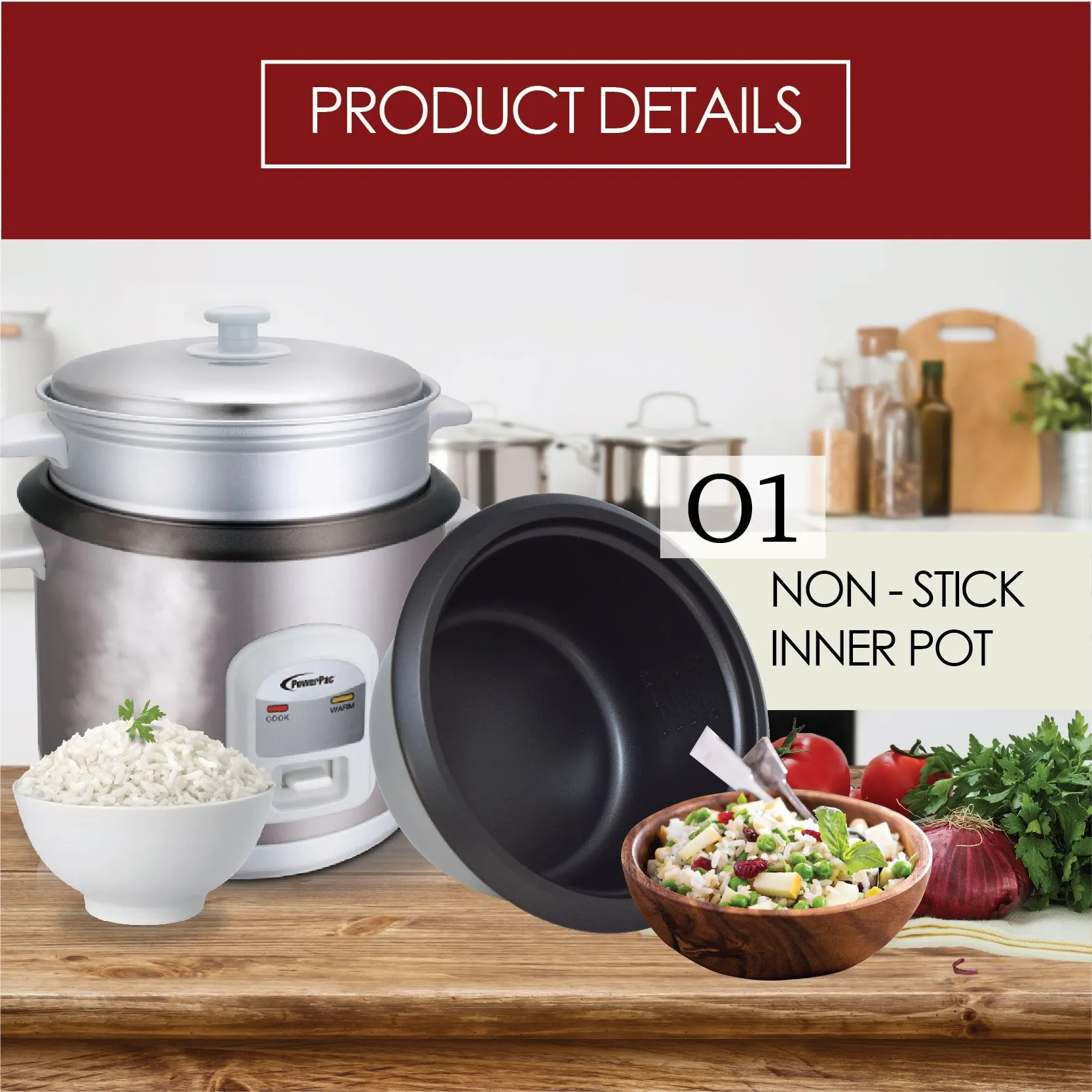 1.5L Rice Cooker with Steamer (PPRC66)