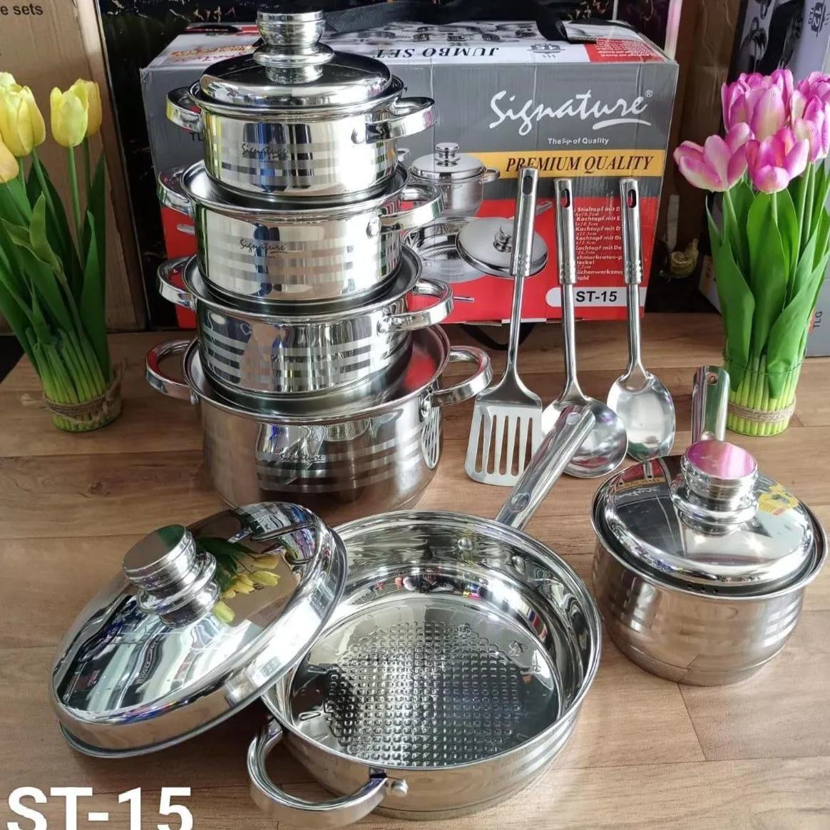 15pcs Stainless steel cookware set