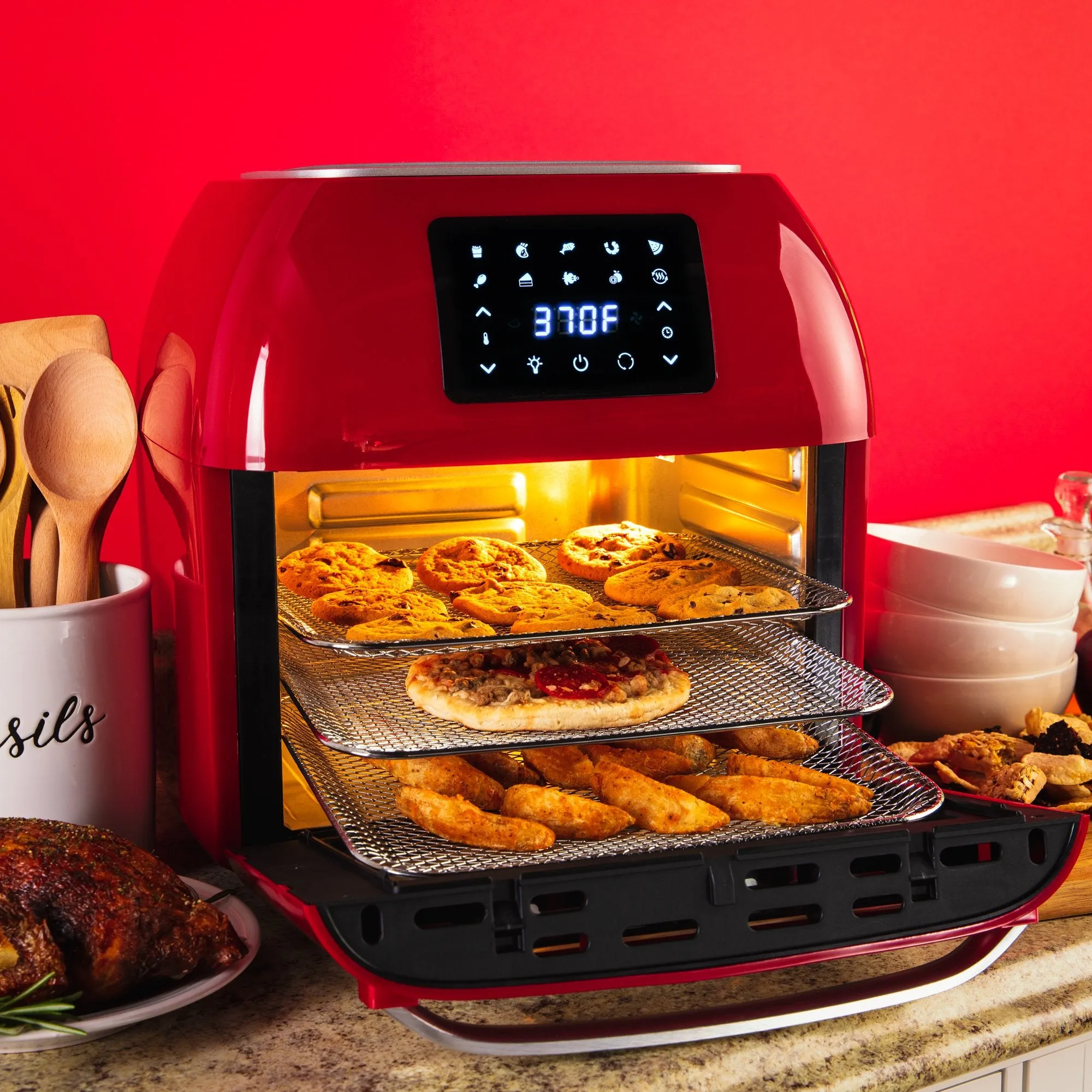 16.9qt 1800W 10-in-1 XXXL Air Fryer Countertop Oven, Rotisserie, Dehydrator