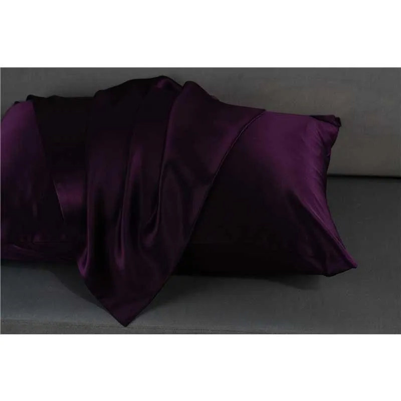 19 Momme silk pillowcase - Queen - Hidden Zip - Deep Purple