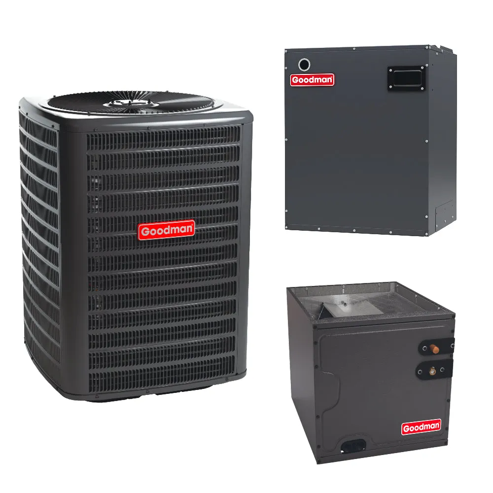 3 Ton 14 SEER2 Goodman Upflow/Downflow Air Conditioner System with Models GLXS3BN3610, CAPTA3626B3, MBVB12BP1X00