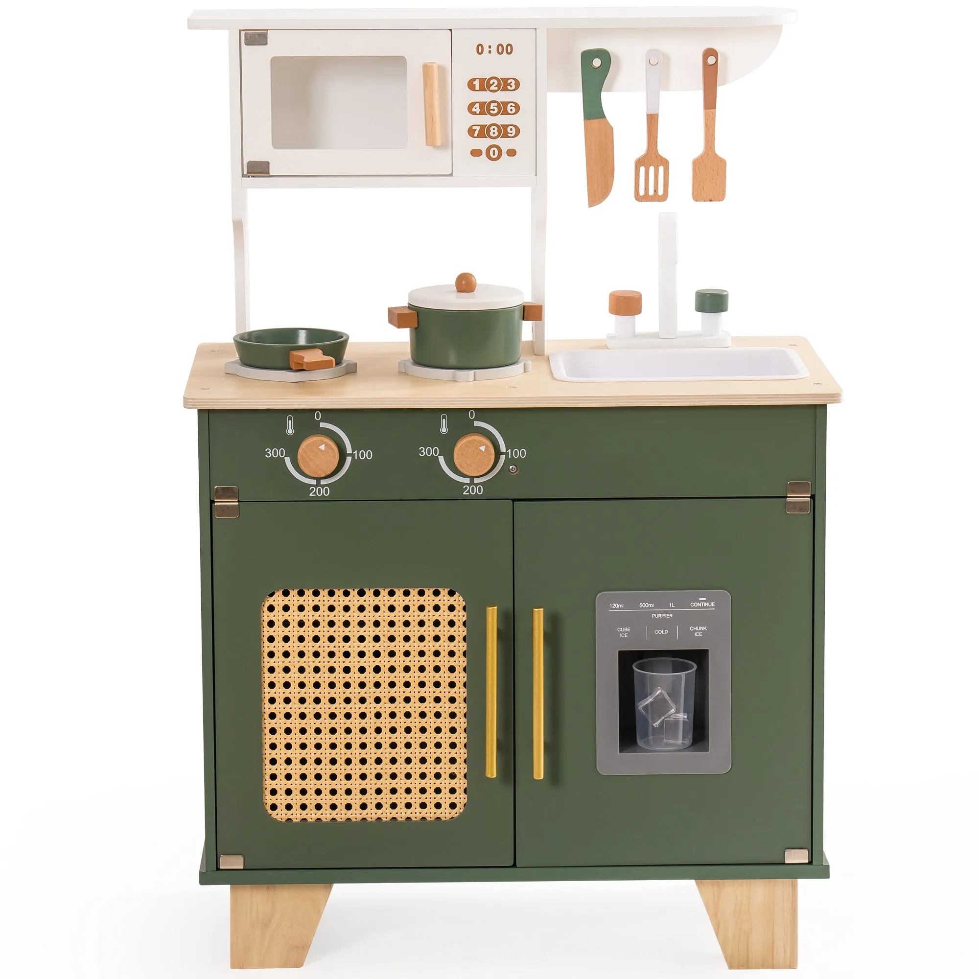 6 in 1 Wooden Play Kitchen Set Cafe with Utensils