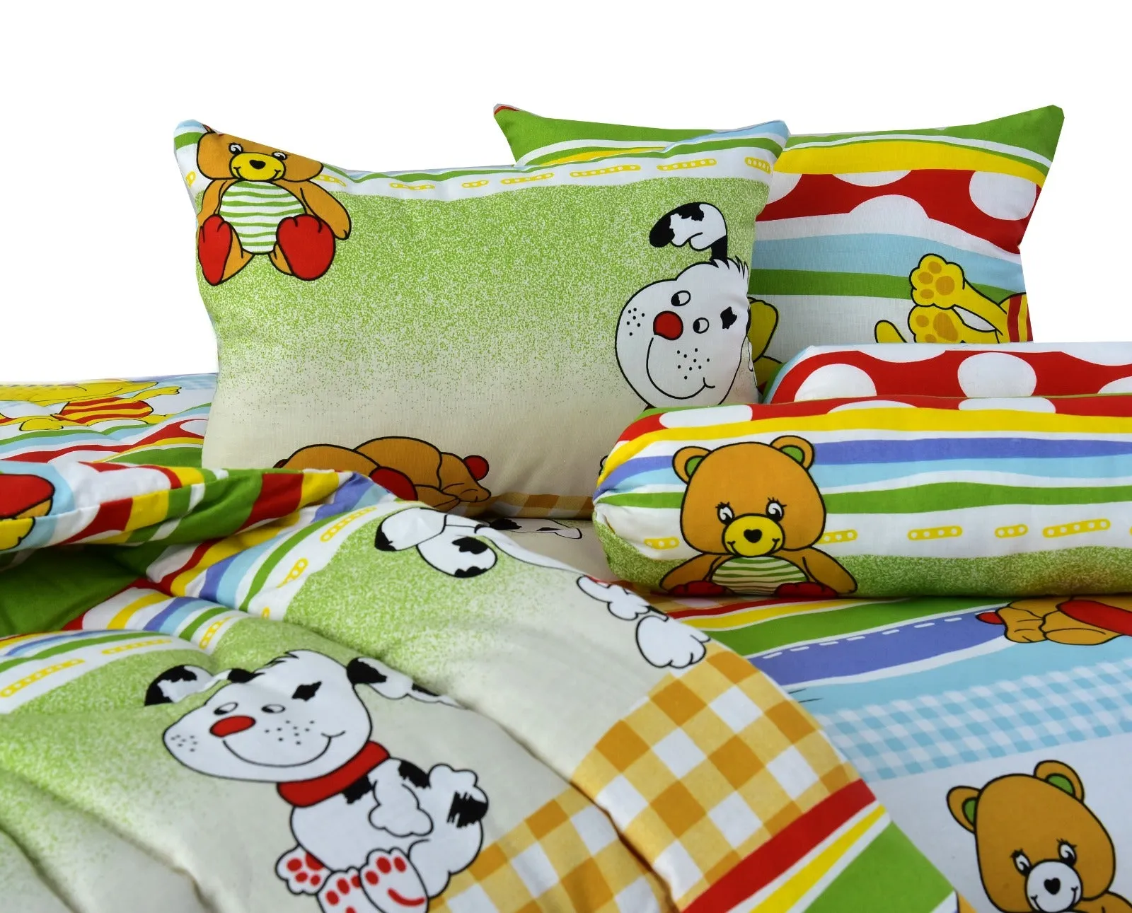 7 PCs Baby Cot Set With Waterproof Sheet- Teddy Bears