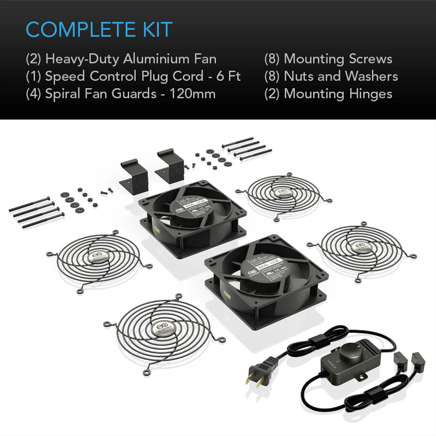 AC Infinity AXIAL S1238D, Muffin 120V AC Cooling Fan, Dual 120mm x 120mm x 38mm