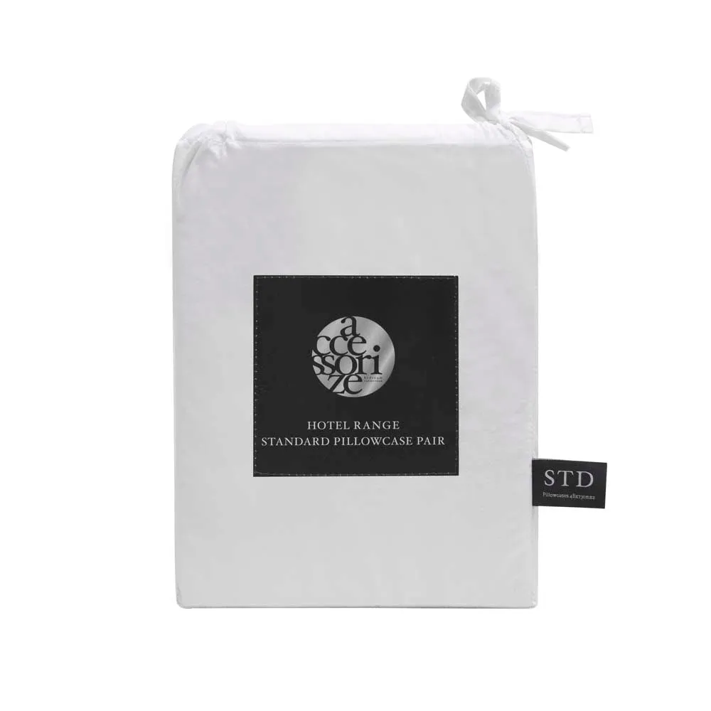 Accessorize Hotel Deluxe Cotton Piped Pillowcase  - WHITE