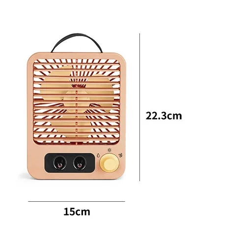 Air Cooler Fan Mini Fan With Lights Spray Humidifier Desktop Air Conditioner USB Rechargeable Cooling Atomizer Fans Purifier Portable Air Cooler