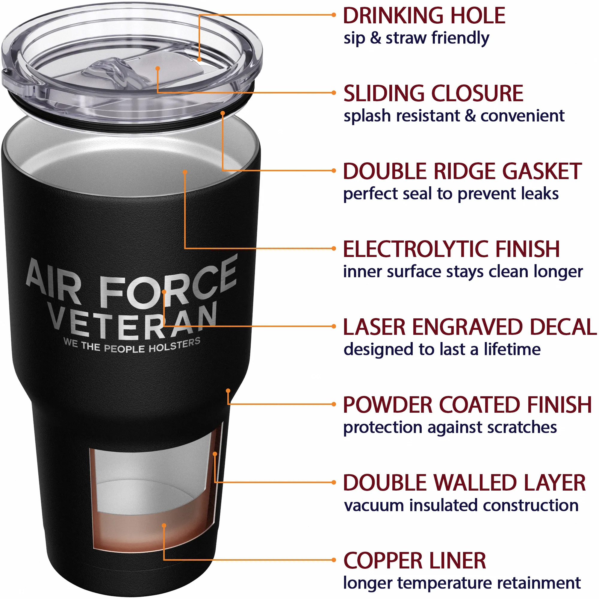 Air Force Vet   American Flag Stainless Steel Tumbler