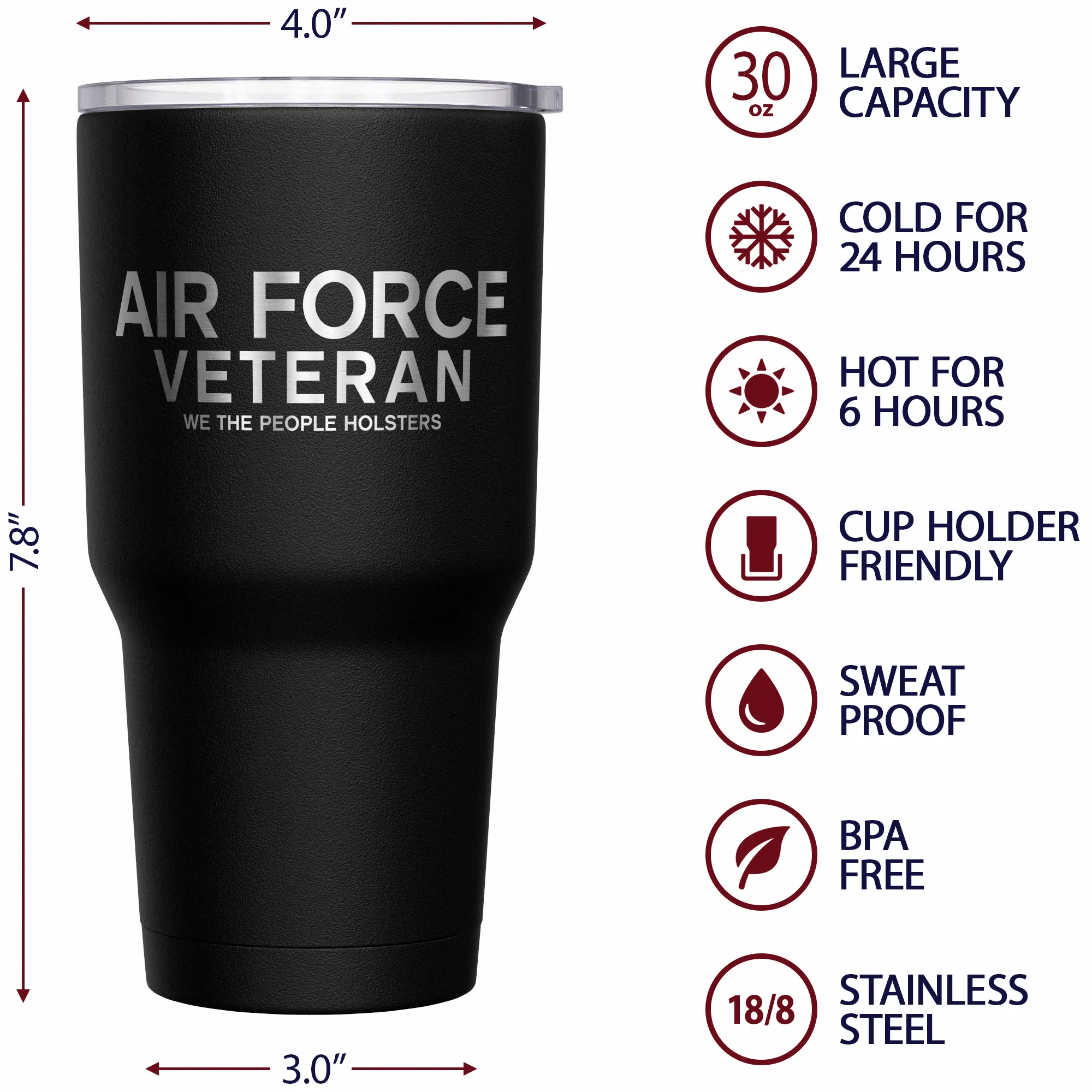 Air Force Vet   American Flag Stainless Steel Tumbler