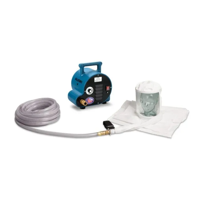 Allegro 9222-01A 1-Worker Double Bib Tyvek Hood Breathing Air Blower Respirator System w/ 50’ Hose