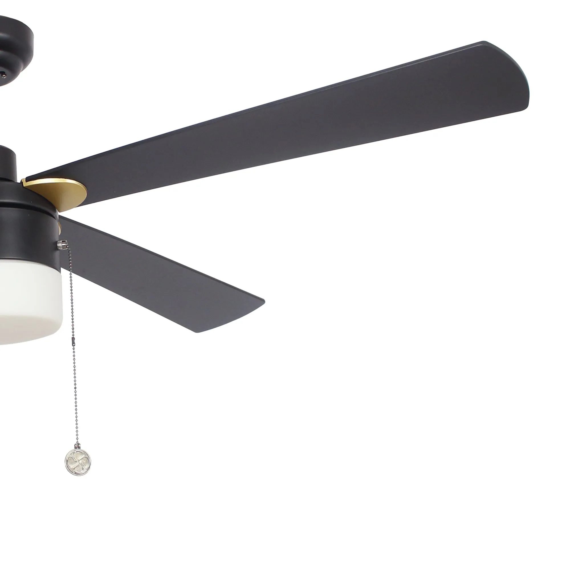 AMALFI 52 inch 4-Blade Ceiling Fan with Pull Chain - Black/Black (Gold Detail)