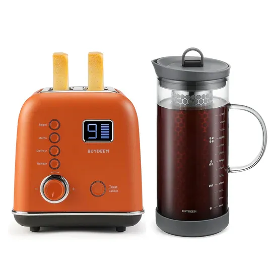 Automatic Digital 2-slice Toaster with Cold Brew Coffee Maker - Color Selection Bundle Offer