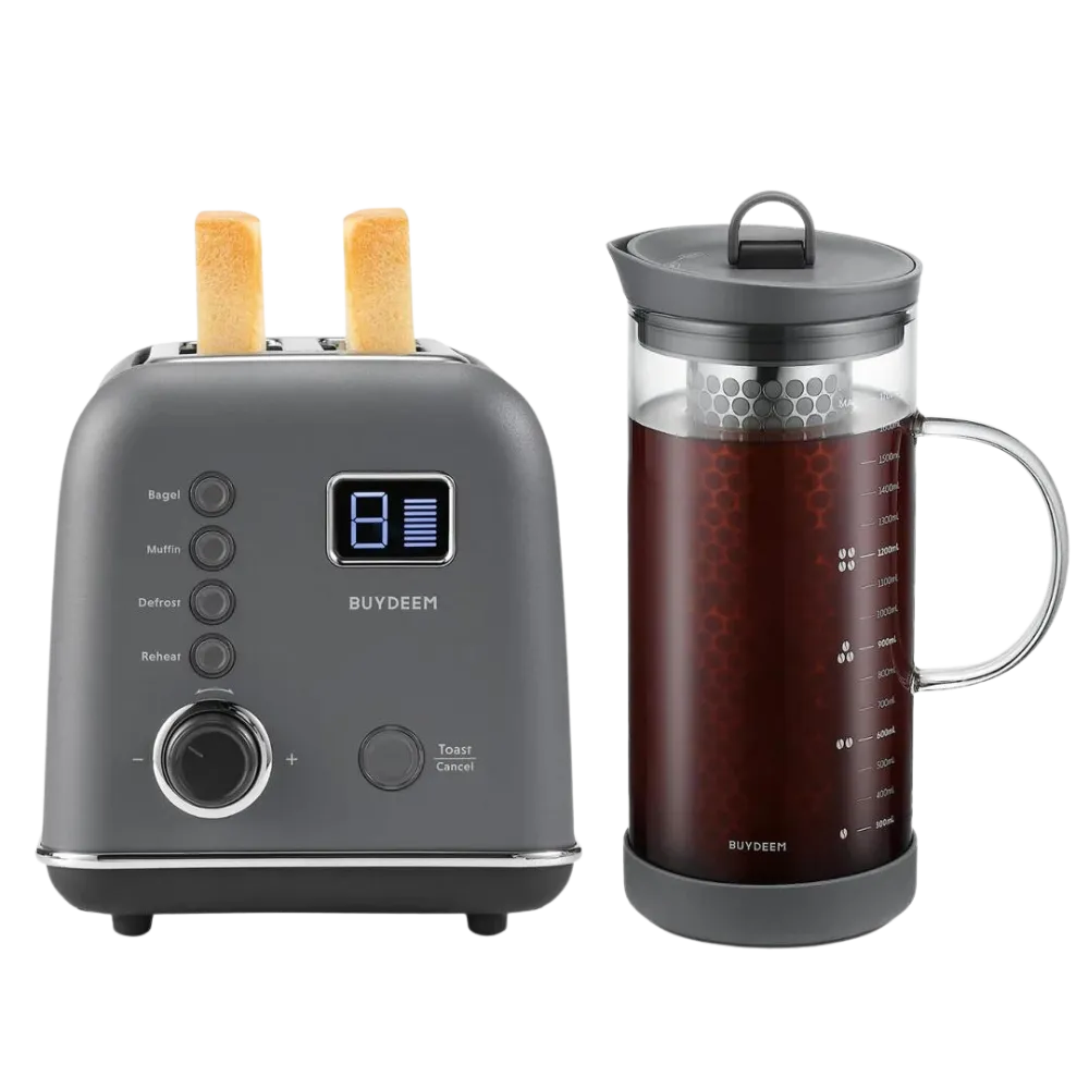 Automatic Digital 2-slice Toaster with Cold Brew Coffee Maker - Color Selection Bundle Offer