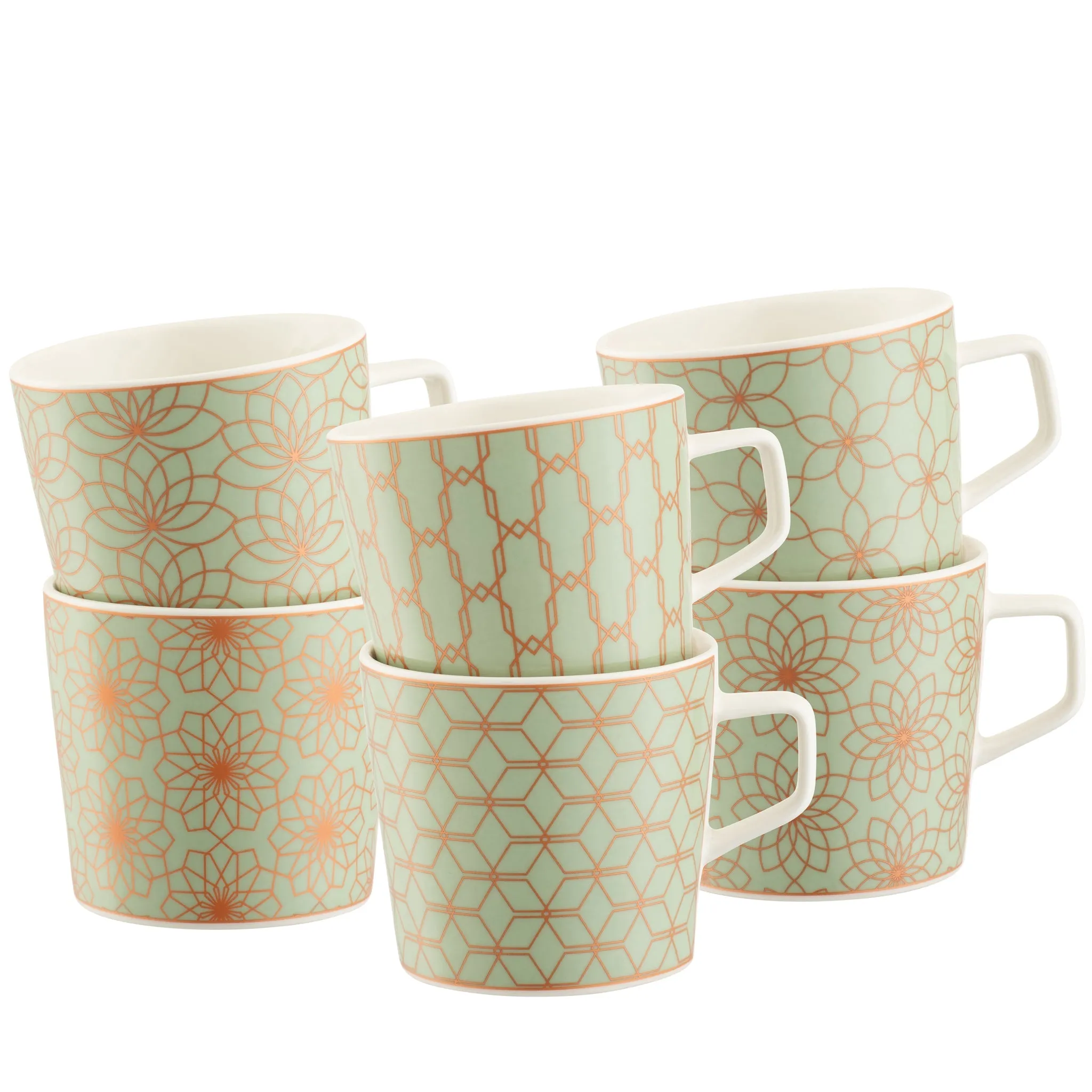 Aynsley Sage & Copper Mugs Set of 6