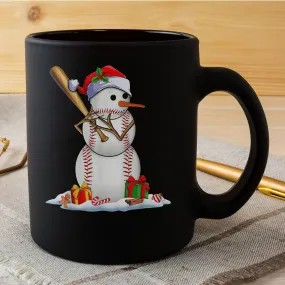 Baseball Santa Hat Snowman Christmas Lights Funny Xmas Squad Mug