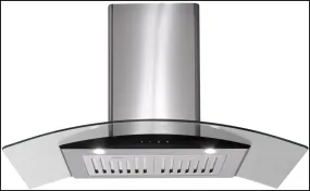 Baumatic B-RGT9 90cm Curved Glass Canopy Rangehood