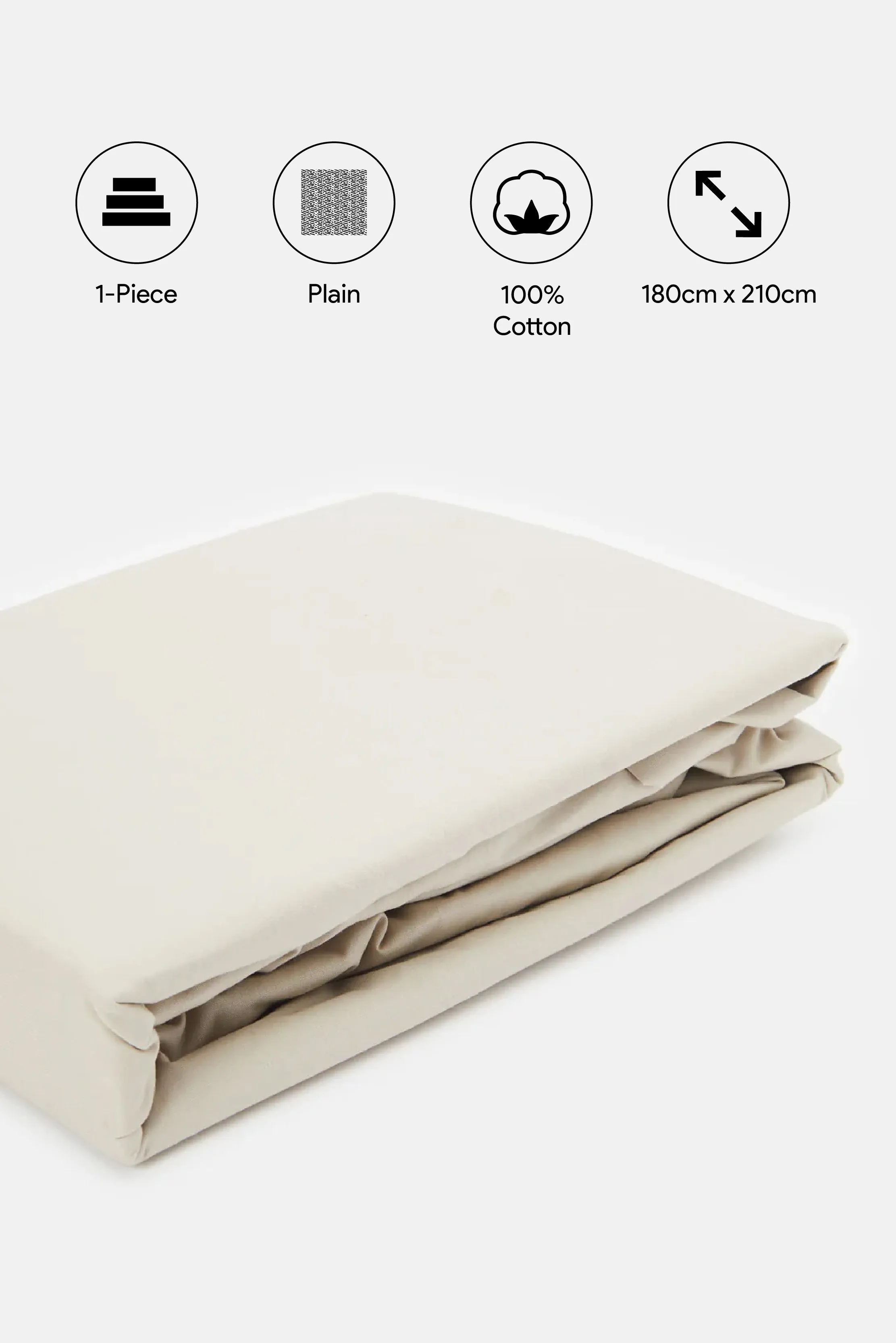 Beige Cotton Fitted Sheet (King Size)