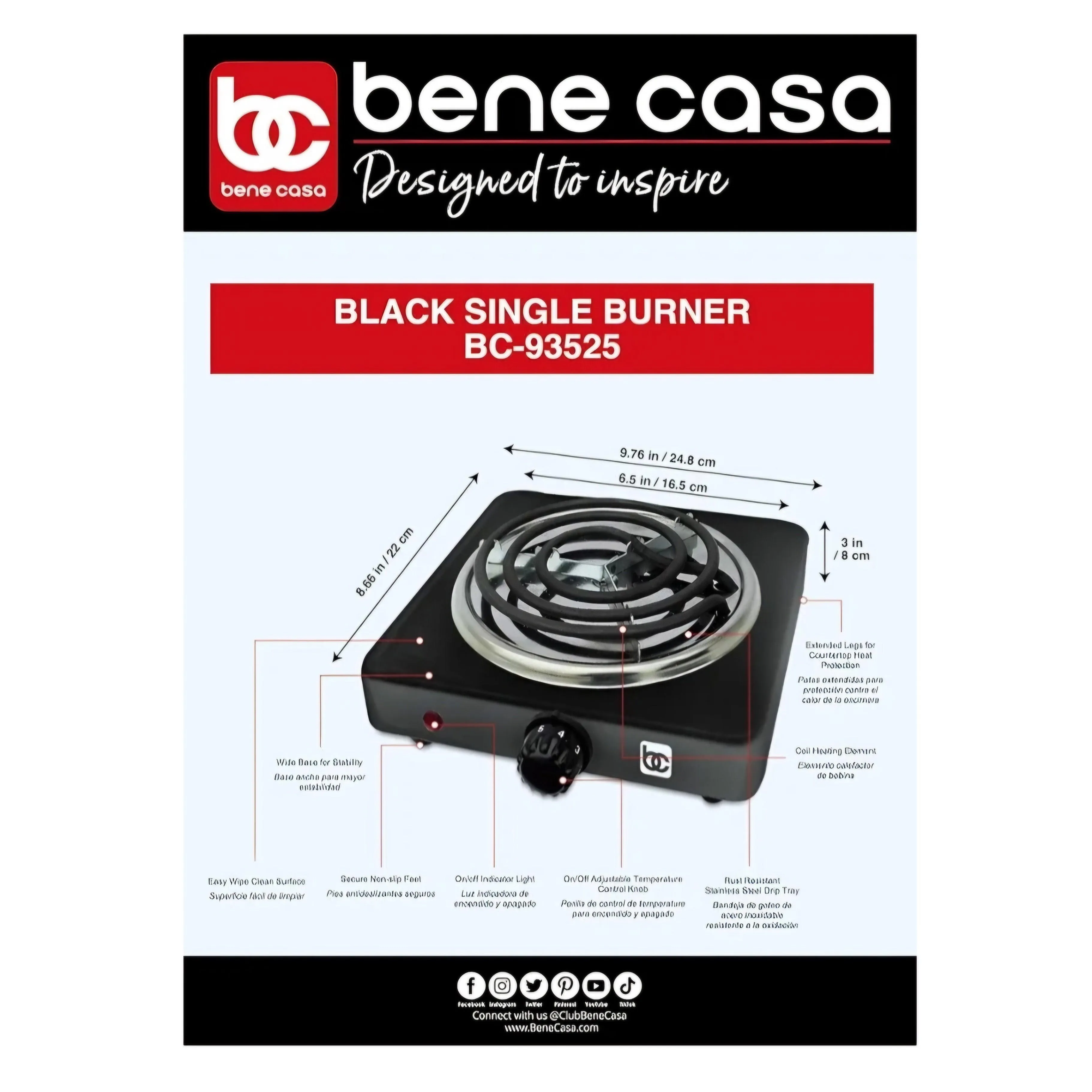 Bene Casa Single Electric Coil Burner