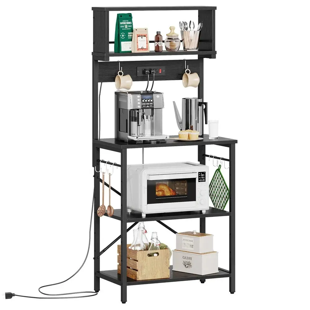 Bestier 60 inch Bakers Rack with Power Outlet, 5 Tiers Coffee Bar Table with Storage