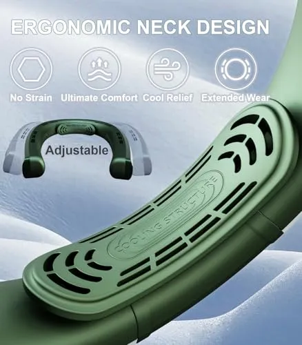 BEYYON Neck Fan-7000mAh Portable Neck Fan, 18H Wearable Personal Fan Airflow Cooling with 4 Turbos, Rechargeable Neck Fan, Hands-Free Bladeless Neck fan for Hot Flashes/Travel/Outdoor Work