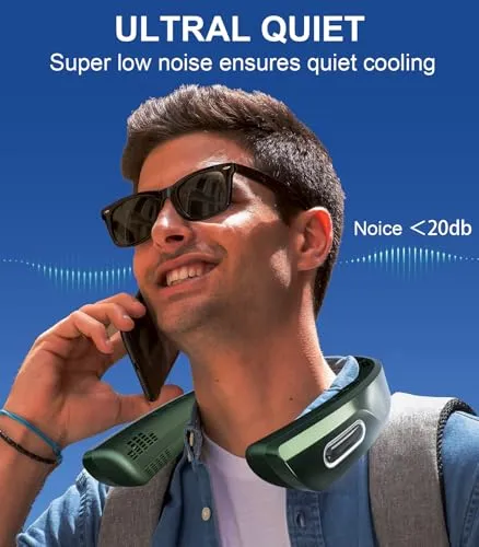 BEYYON Neck Fan-7000mAh Portable Neck Fan, 18H Wearable Personal Fan Airflow Cooling with 4 Turbos, Rechargeable Neck Fan, Hands-Free Bladeless Neck fan for Hot Flashes/Travel/Outdoor Work