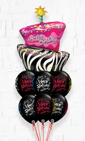 Birthday Funky Zebra Stripe Cake Bouquet