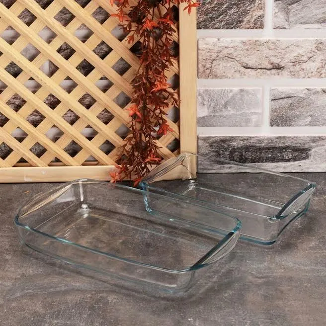 Borcam 2 Piece Rectangular Casserole Set Clear