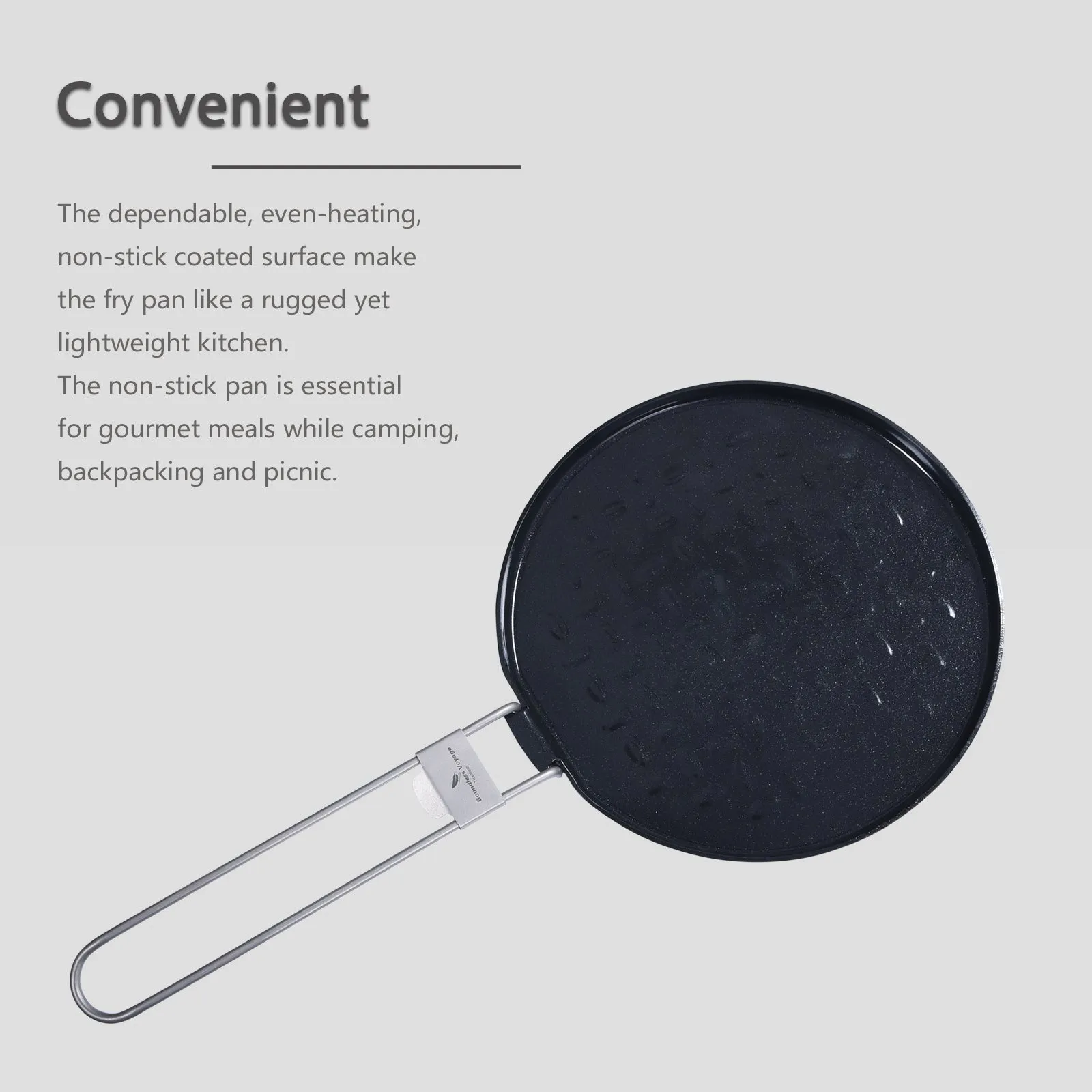 Boundless Voyage TTitanium Non-stick Frying Pan 7.2 inch Plate Dish with Folding Handle Outdoor Camping Picnic Hiking Barbecue Titanium Pan