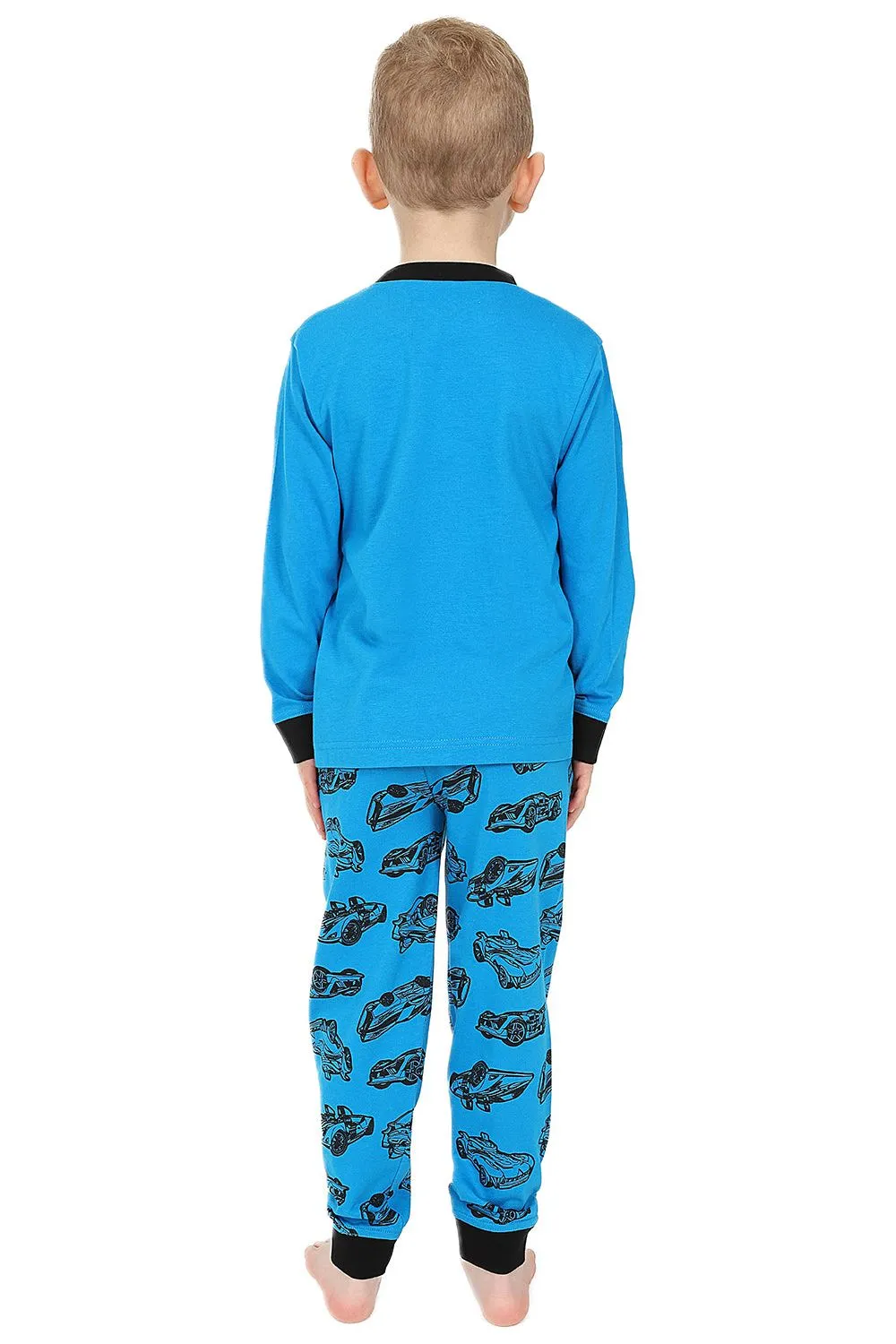 Boys Hot Wheels Cars Long Blue Pyjamas