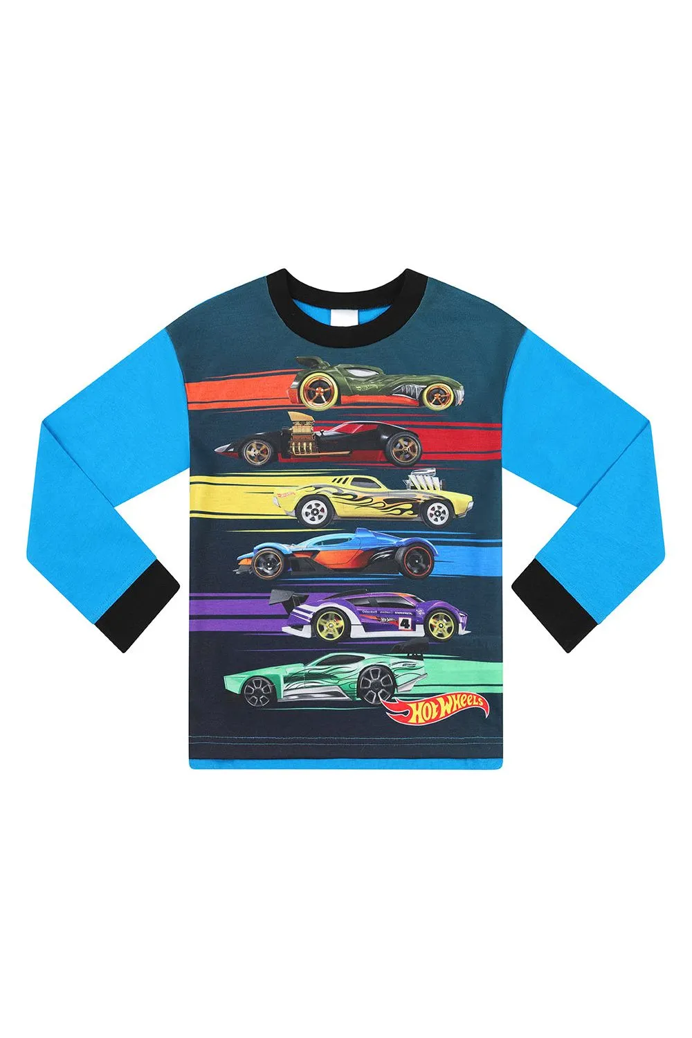 Boys Hot Wheels Cars Long Blue Pyjamas