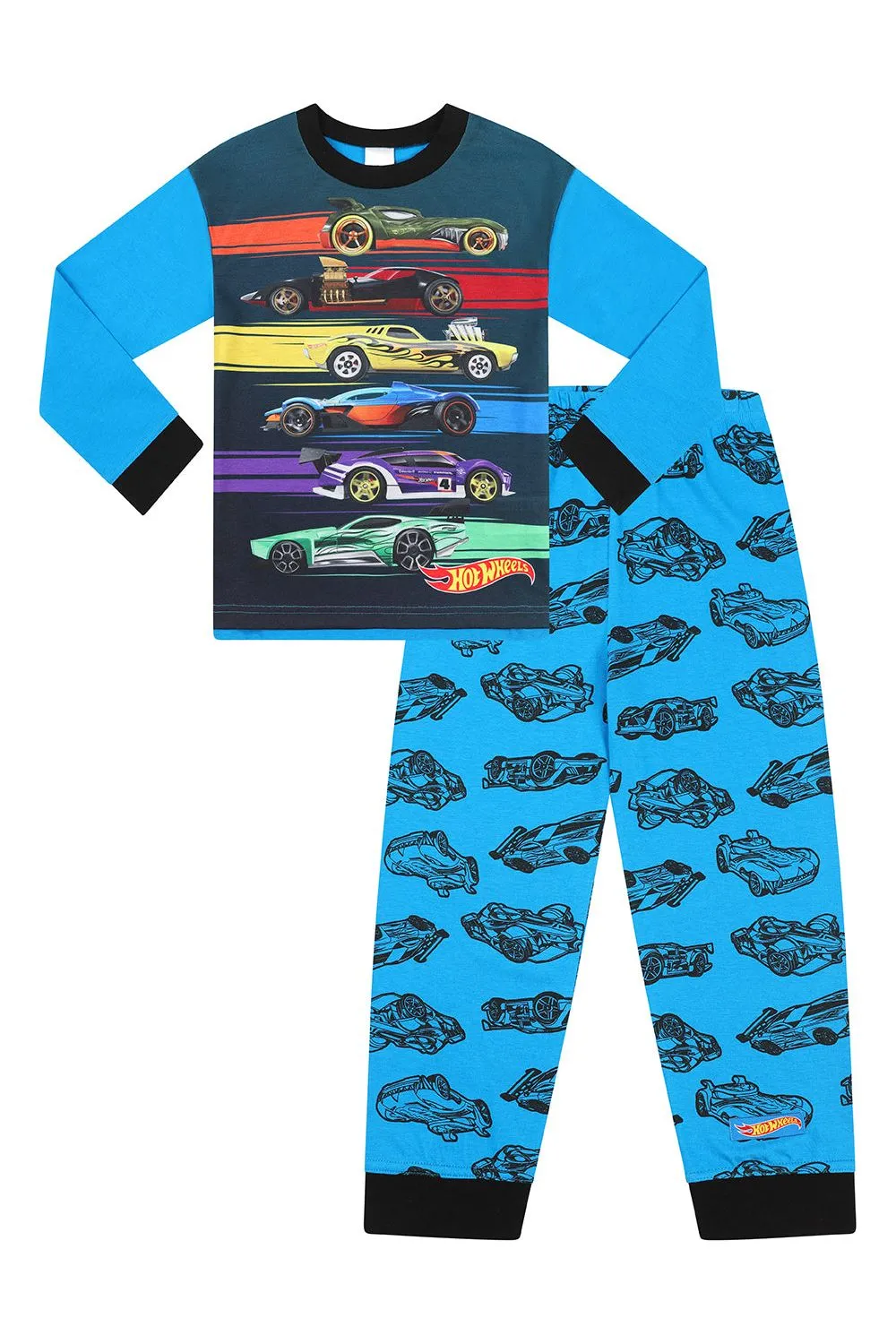 Boys Hot Wheels Cars Long Blue Pyjamas