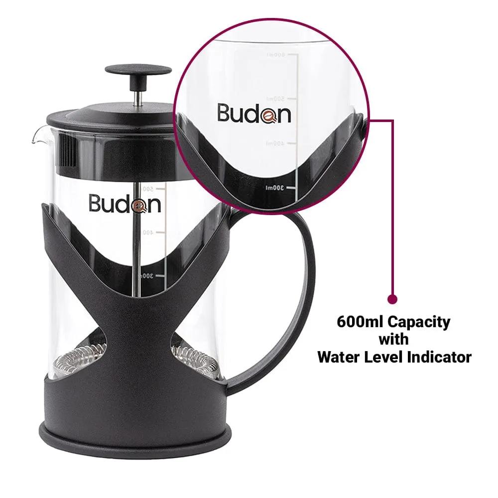 Budan French Press Coffee Maker Glass - 600 ml