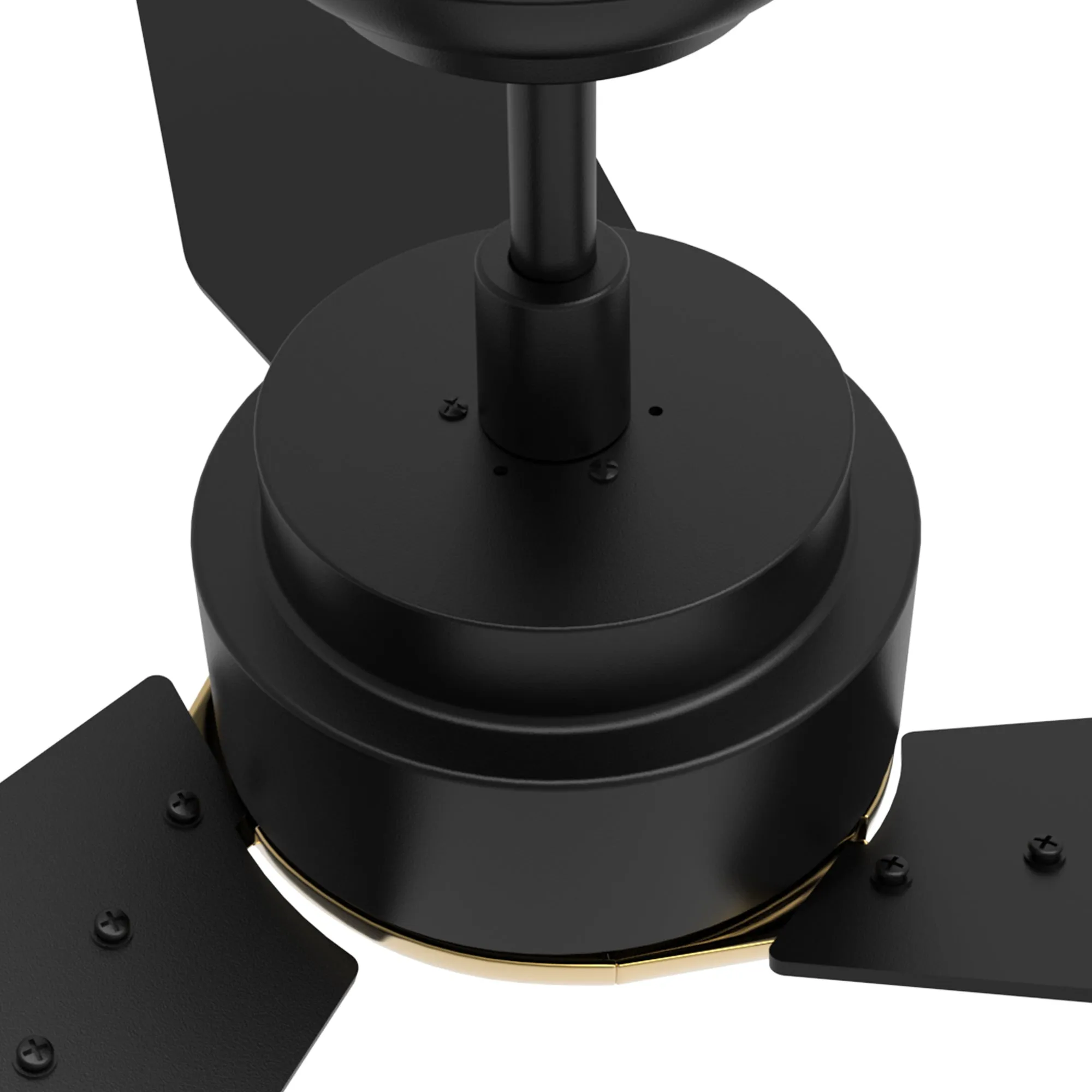 CALEN 48 inch 3-Blade Smart Ceiling Fan with LED Light Kit & Remote Control- Black/Black (Gold Detail)