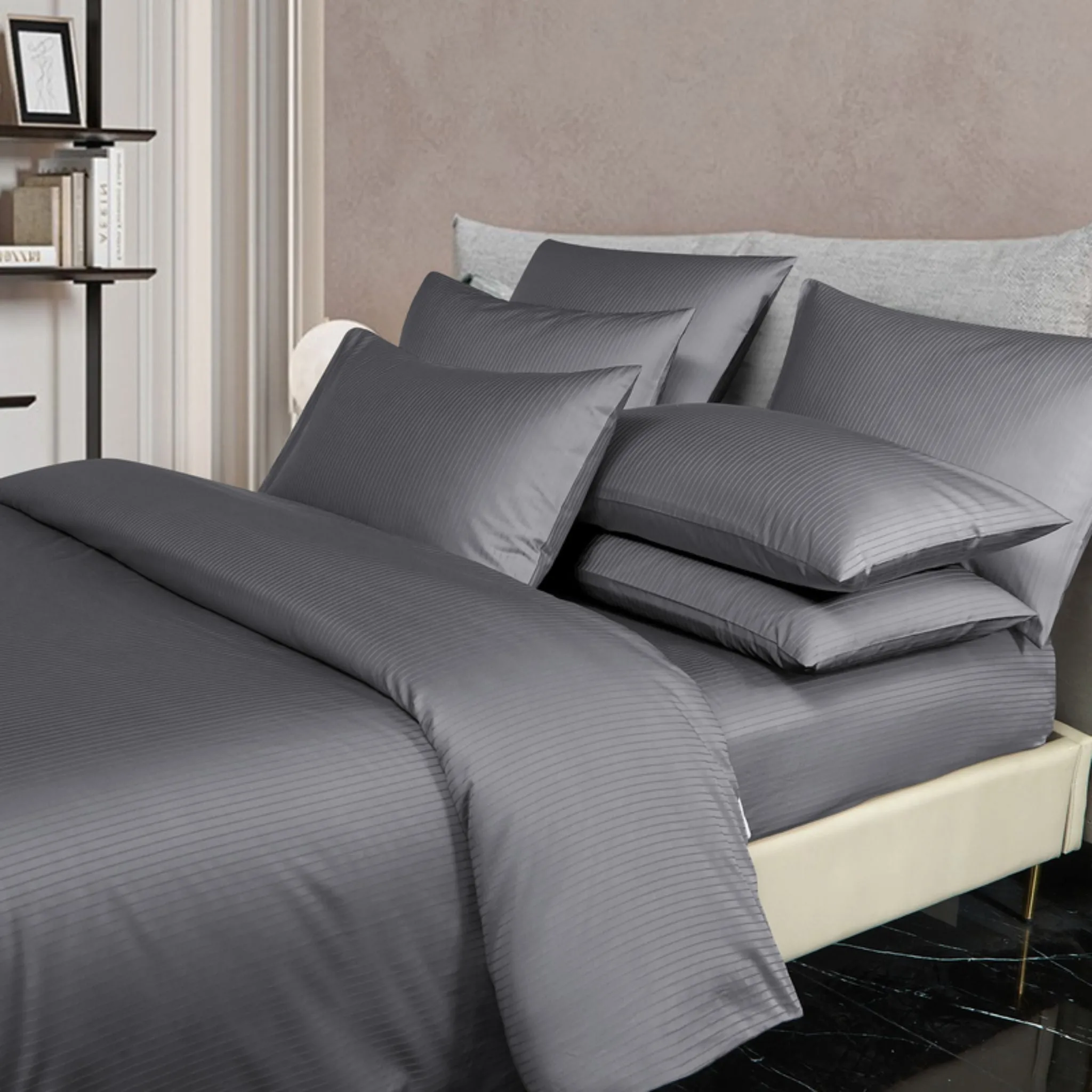 Canopy Strauss Dark Grey Bedset 100% USA Cotton (Single/Super Single/Queen/King)