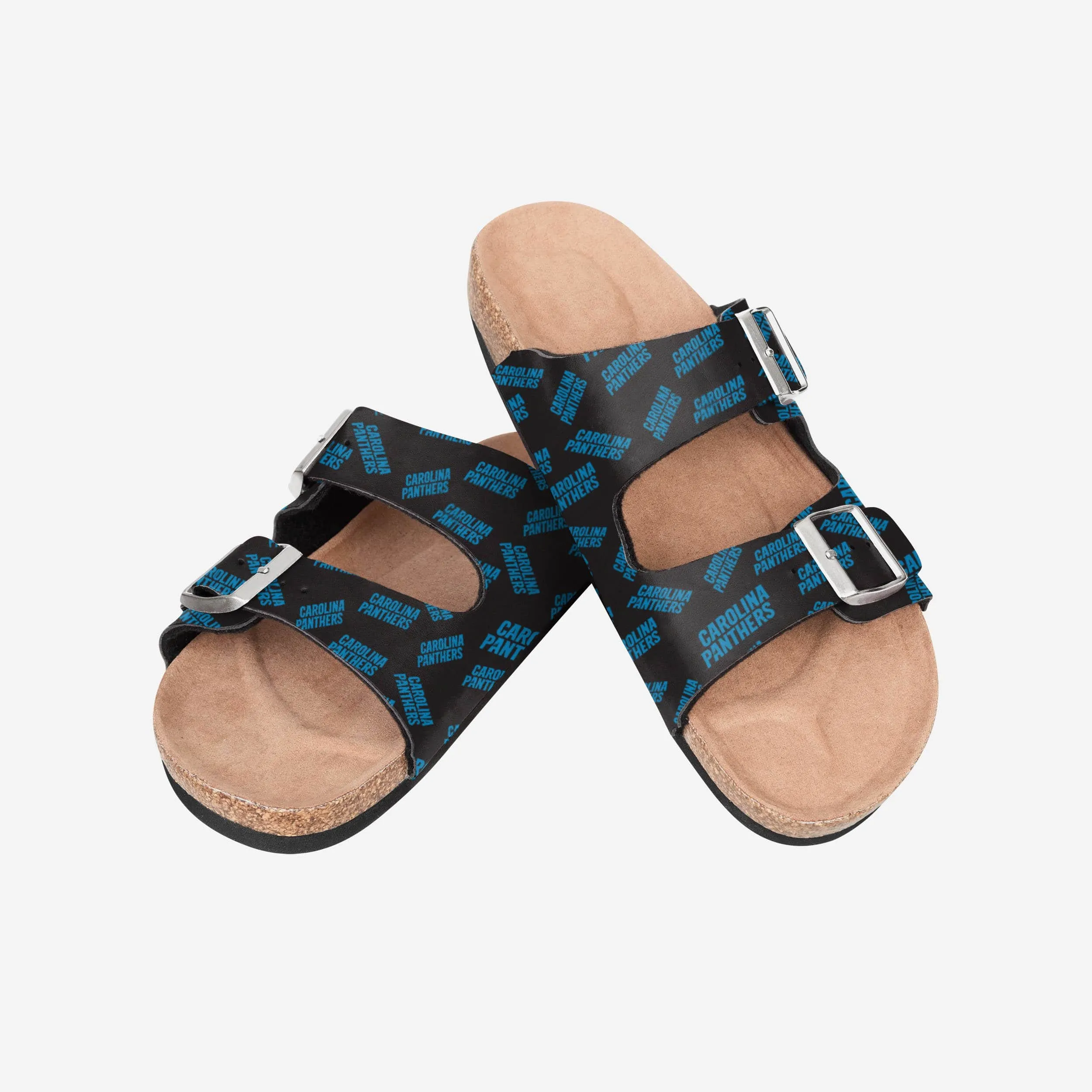 Carolina Panthers Womens Mini Print Double Buckle Sandal