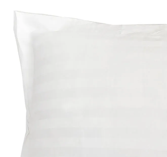 Chateau Satin Stripe Polyester Cotton Standard Pillowcase White