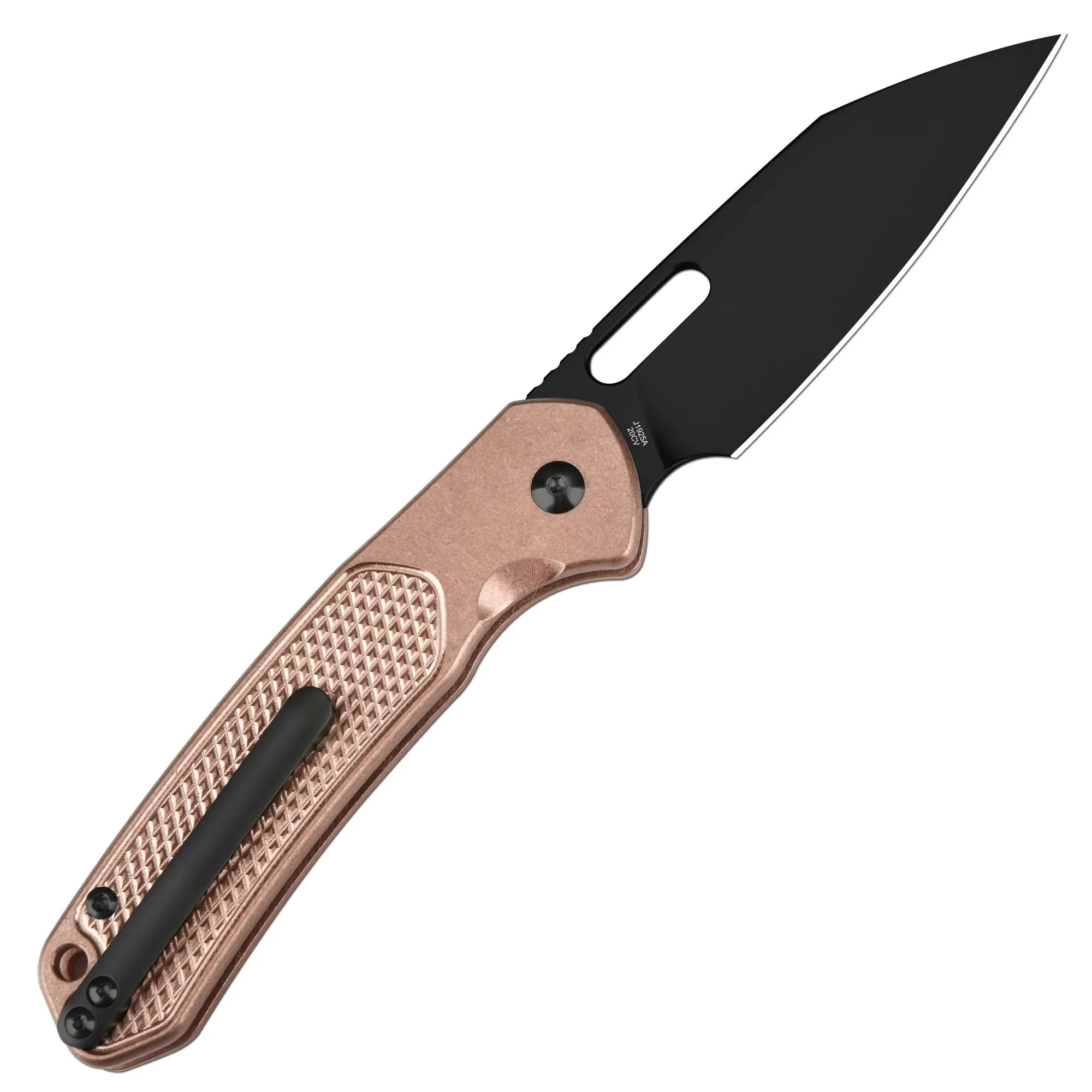 CJRB Pyrite-Alt Wharncliffe J1925A CPM 20CV Blade Copper Handle Folding Knives