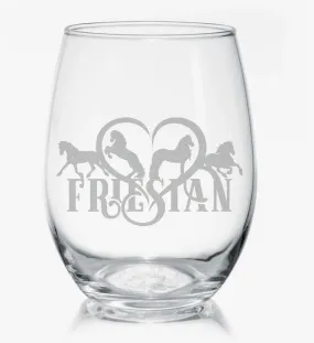 Classy Equine Friesian Horse Stemless Wine Glass