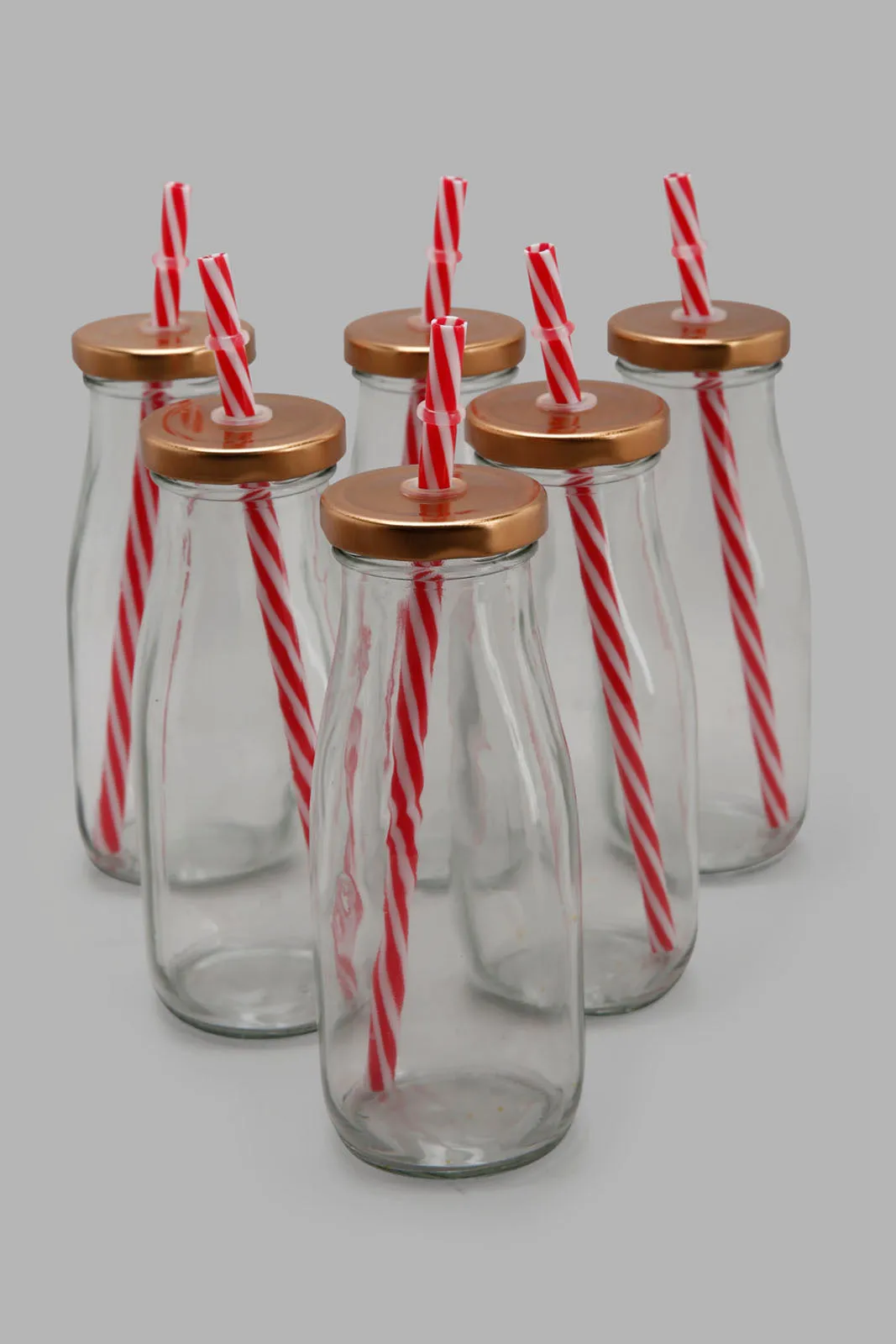 Clear Glass Bottle With Straw Set (7 Piece)