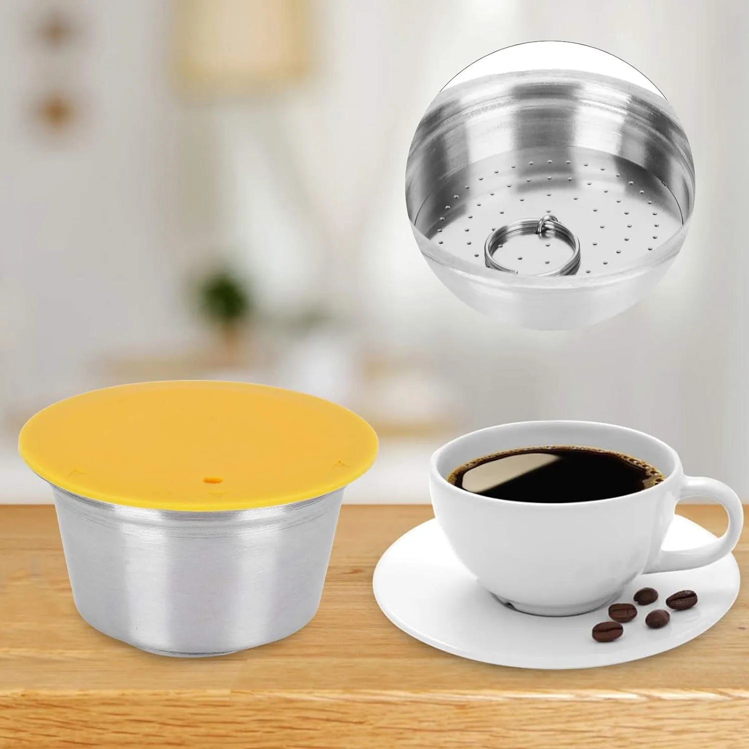 Coffee Pods, Practical Espresso Capsules Cup, Professional Refillable Cafe Home for Coffee Coffee Machine(Yellow)