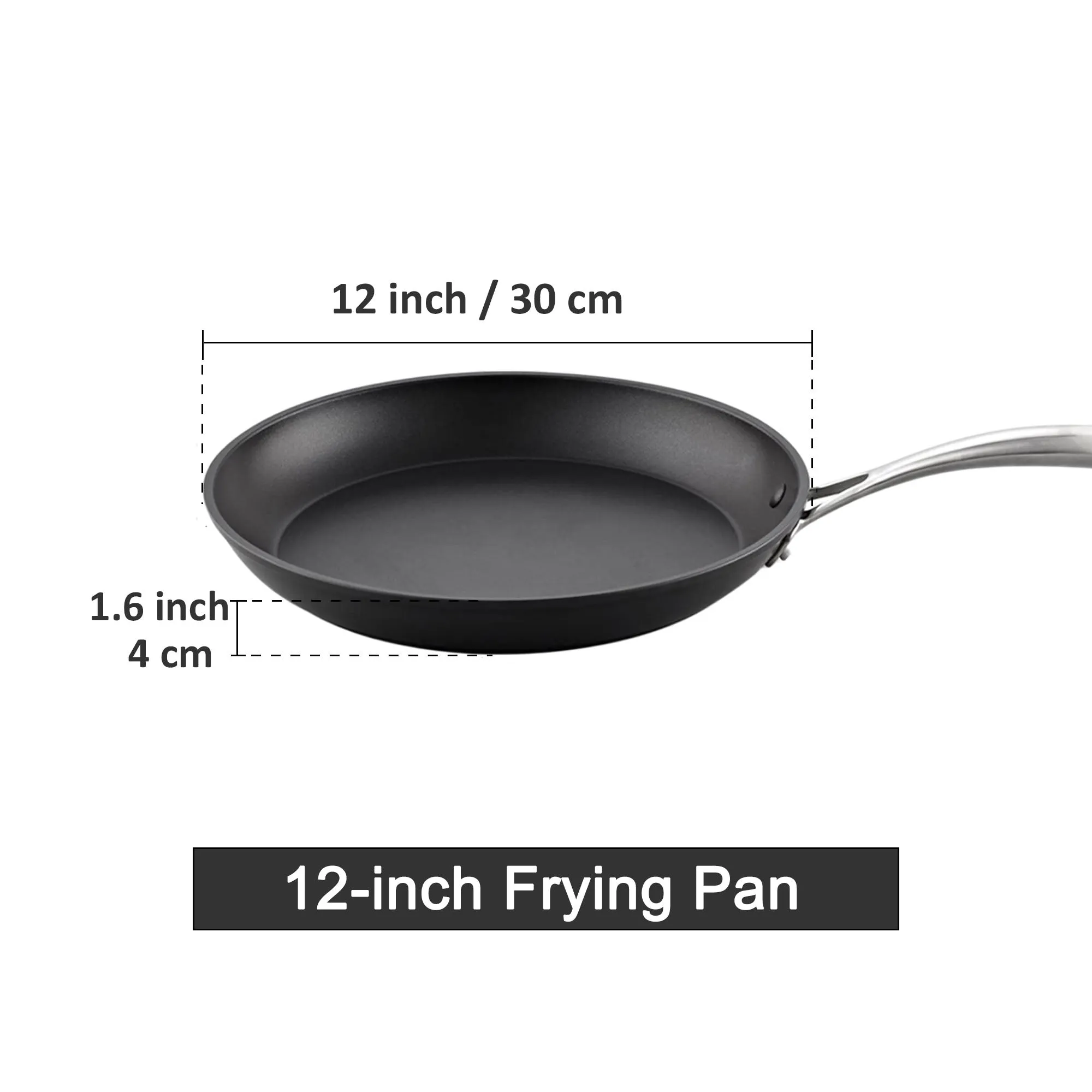 Cooks Standard Frying Omelet Pan, Classic Hard Anodized Nonstick 12-Inch/30cm Saute Skillet Egg Pan, Black