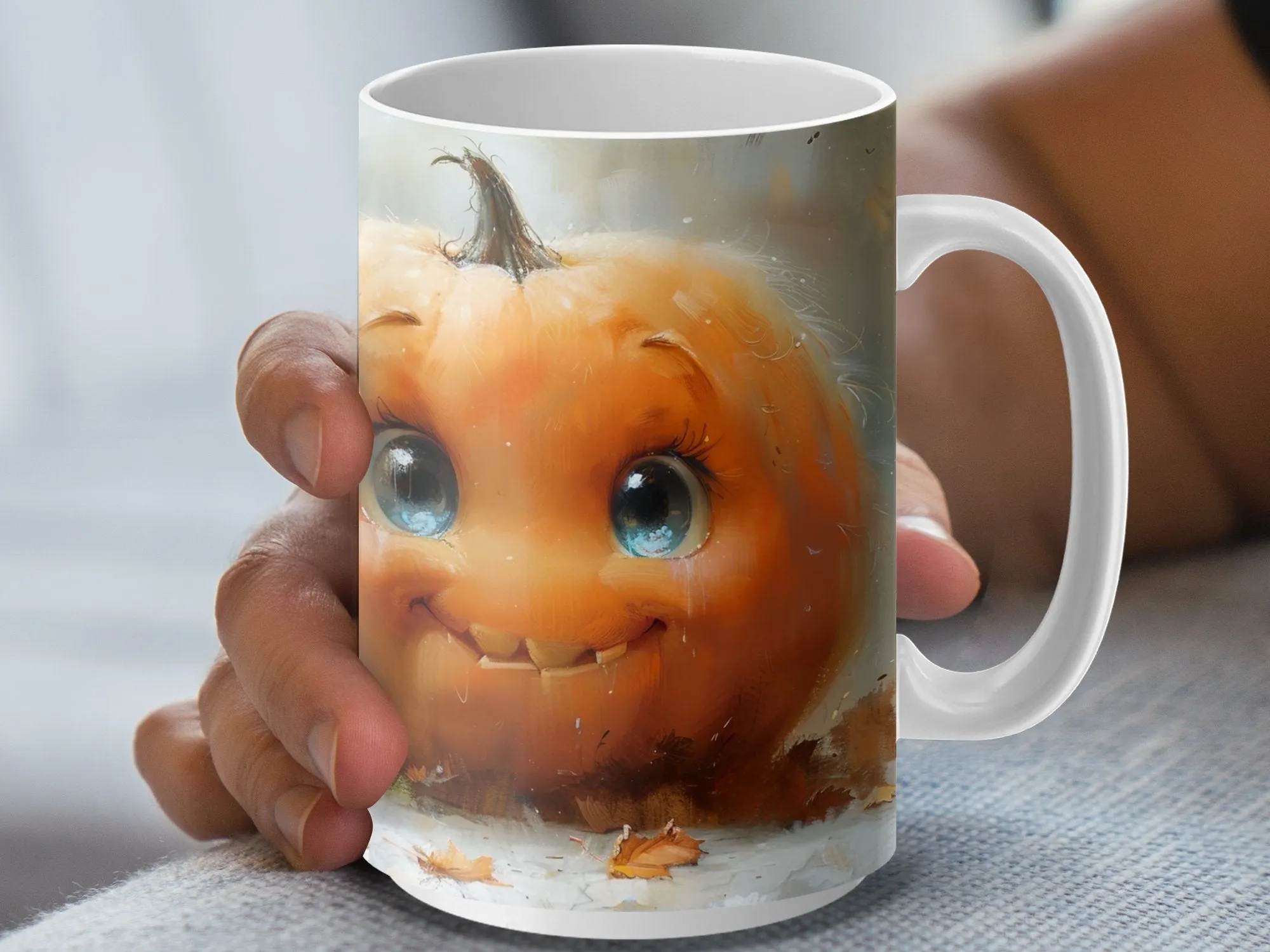 Cute Pumpkin Face Mug, Cute Kawaii Halloween Pumpkin Mug, Adorable Jack-o'-Lantern Mug, Spooky Season Coffee Mug, Fall Mug