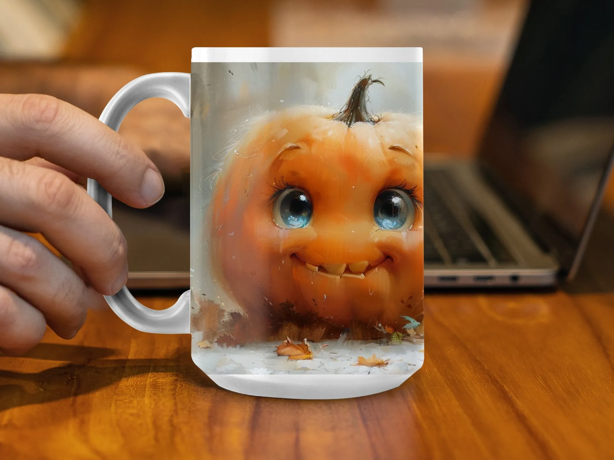 Cute Pumpkin Face Mug, Cute Kawaii Halloween Pumpkin Mug, Adorable Jack-o'-Lantern Mug, Spooky Season Coffee Mug, Fall Mug