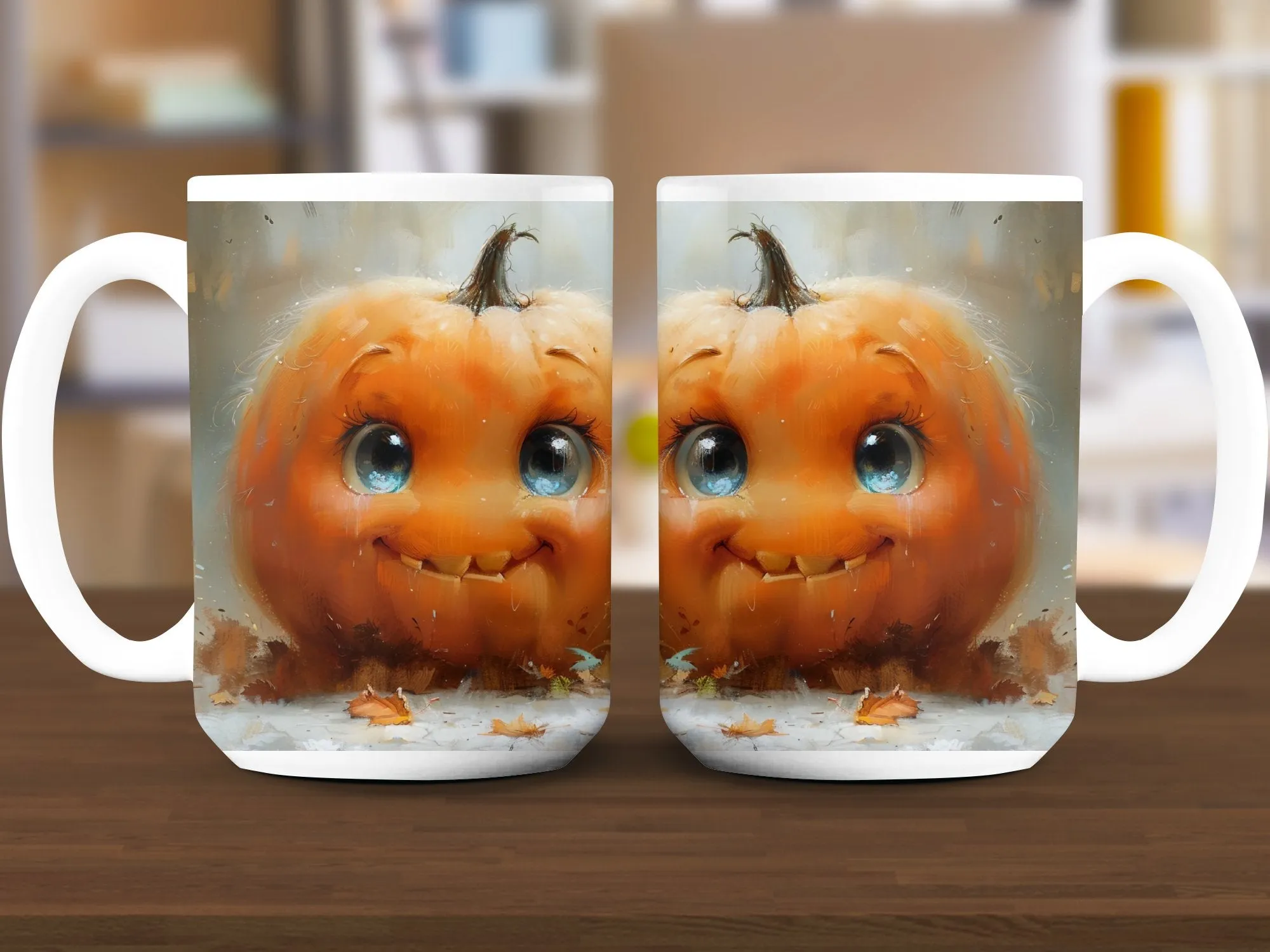 Cute Pumpkin Face Mug, Cute Kawaii Halloween Pumpkin Mug, Adorable Jack-o'-Lantern Mug, Spooky Season Coffee Mug, Fall Mug