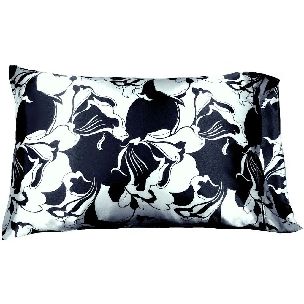 Decorative Accent Pillow. Navy Blue and White Iris Flowers