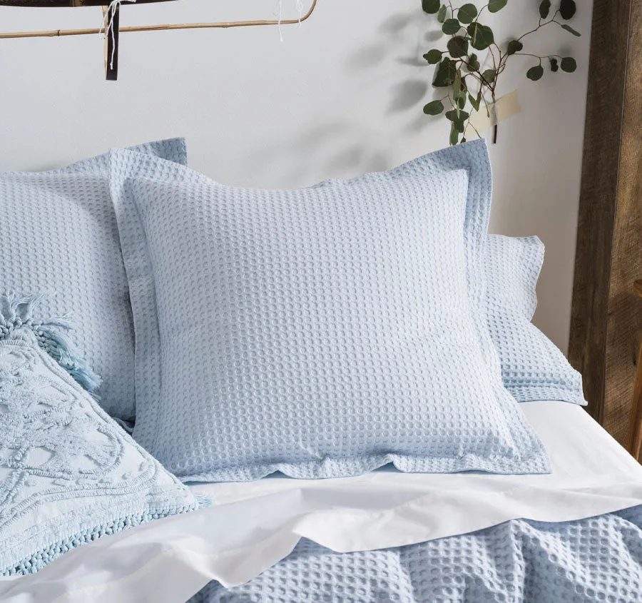 Deluxe Waffle European Pillowcase Soft Blue